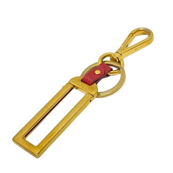 Auth PRADA - Gold Red Hardware Leather Bag Charm - Picture 5 of 8
